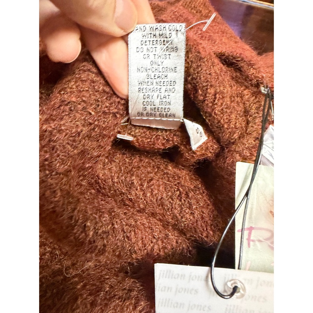 Jillian Jones Petite Rust Brown Kid Mohair Wool Cowl Neck Sweater Fall PS NWT - Picture 13 of 13